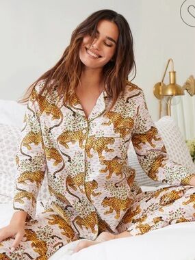 Printfresh Pink Sleep Set with Mustard Spot Leopard Motif